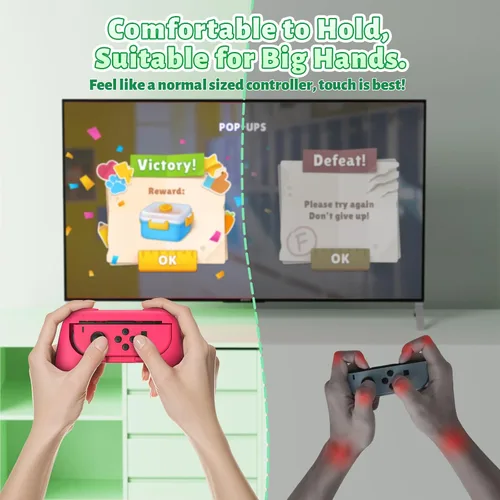 Vista 39 de FASTSNAIL Grips Compatible with Nintendo Switch for Joy Con & OLED Model for Joycon, Wear-resistant Handle Kit Compatible with Joy Cons Controllers