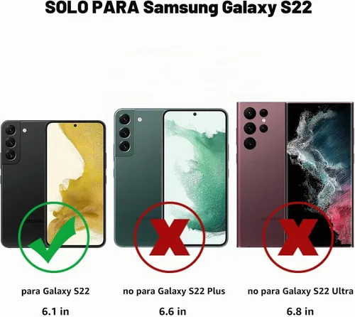 Vista 7 de Nvollnoe Funda para Samsung Galaxy S22 con tarjetero negro