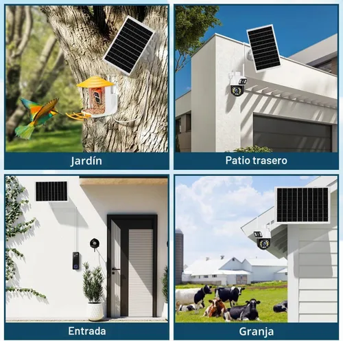 Vista 8 de Cargador de panel solar de 8 W para cámaras de seguridad al aire libre, con Micro USB/USB-C y puerto DC (35 x 135), se ajusta a