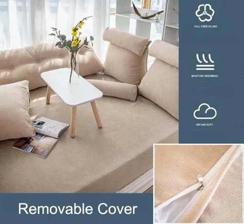 Vista 4 de Almohadas lumbares portátiles de cuña lavables para respaldo lumbar, cojín de respaldo almohada triangular de lectura con cremallera para sofá cama