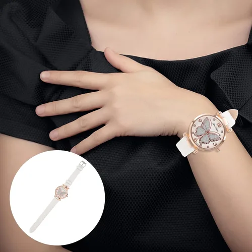 Vista 3 de Reloj de pulsera para mujer reloj analógico Q-uartz con esfera de mariposas para mujer