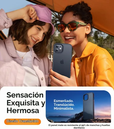 Vista 6 de CANSHN Compatible mate con iPhone 11 [Certificado de caída militar] Funda de teléfono con parte trasera translúcida, antihuellas - Negro helado