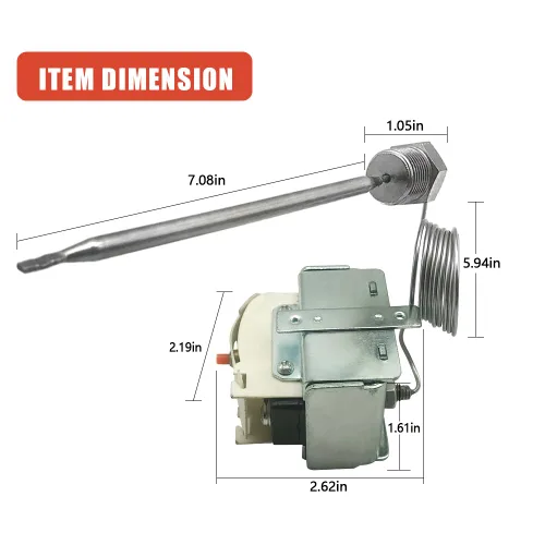 Vista 5 de Interruptor de límite alto PP10084 compatible con freidora Pitco 1/4 "Rosca Mpt Stuff Box 450°F/446.0 °F Interruptor de freidora de termostato