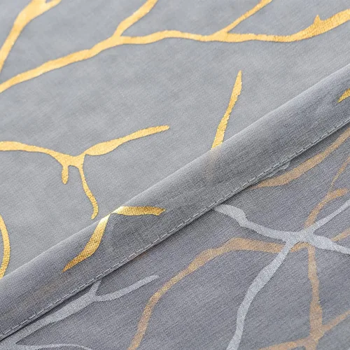 Vista 6 de Kotile Cortinas traslúcidas de rama de árbol – Cortinas traslúcidas grises con estampado de rama de árbol en lámina dorada metálica de 63 pulgadas