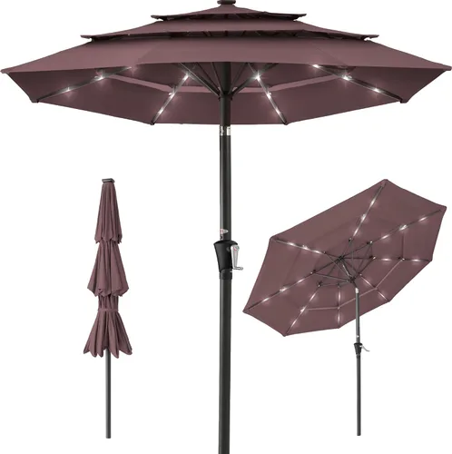 Vista 39 de Best Choice Products - Sombrilla solar de 10 pies de 3 niveles para patio, sombrilla de sol para exteriores, mercado, patio trasero, terraza, junto