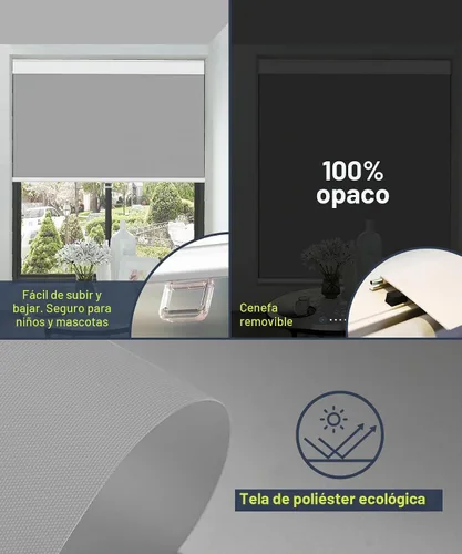 Vista 2 de BlinDecor Persiana enrollable sin taladro, 30 x 72 pulgadas, persianas enrollables opacas para ventanas, enrollables sin cordón para el hogar