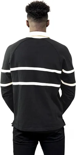 Vista 2 de Guinness Camiseta de rugby tradicional de manga larga negra y crema, producto oficial, camiseta negra, talla S a 4XL para hombre