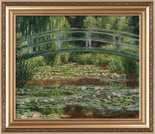Vista 50 de IPIC - Reproducción artística de los lirios de agua de Claude Monet 1906, impresiones giclée coinciden con el marco dorado clásico, arte de pared
