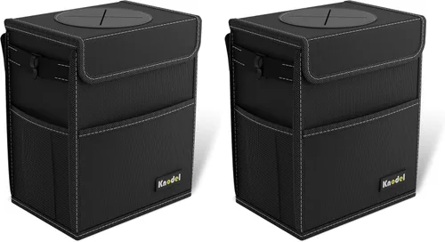 Vista 7 de K KNODEL Basurero para automóvil con tapa, basura para automóvil Negro