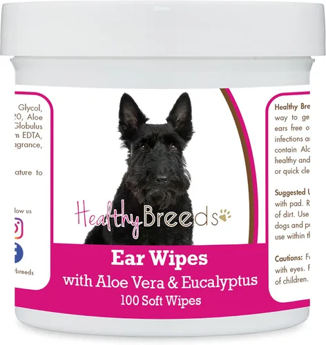 Vista 203 de Healthy Breeds Affenpinscher Toallitas de limpieza de oídos con aloe y eucalipto para perros, 100