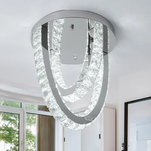 Vista 14 de Lámpara de techo LED de cristal, moderna lámpara de techo semiempotrada para sala de estar, comedor, dormitorio, isla de cocina, entrada