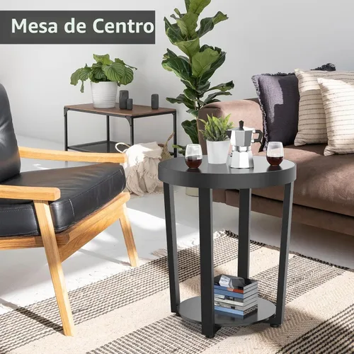 Vista 8 de Mesa auxiliar redonda, mesa auxiliar de vidrio templado con marco de metal, mesa de centro pequeña, mesa auxiliar negra para sala de estar, balcón