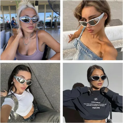 Vista 5 de LASPOR Gafas de sol deportivas envolventes para mujeres y hombres, lentes deportivos Y2K
