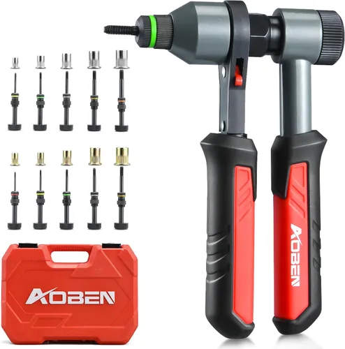 Vista 9 de AOBEN Herramienta de tuerca de remache de 14 pulgadas, kit profesional de ajuste de tuercas remachadoras manuales, ahorro de mano y diseño compacto