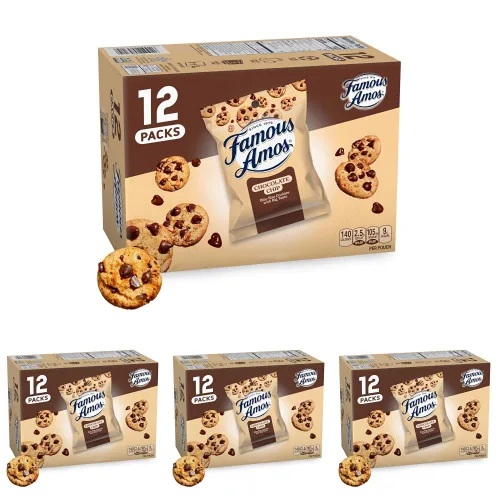 Vista 13 de Galletas Famous Amos clásicas con chispas de chocolate, galletas de tamaño bocado, ideales para compartir, bolsa resellable, dulces golosinas, caja