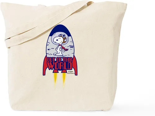 Vista 7 de CafePress Snoopy Un verdadero manjar Bolso de compras reutilizable de lona natural color beige
