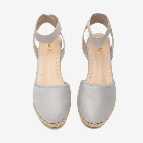 Vista 4 de DREAM PAIRS - Sandalias de cuña con correa elástica en el tobillo, para mujer