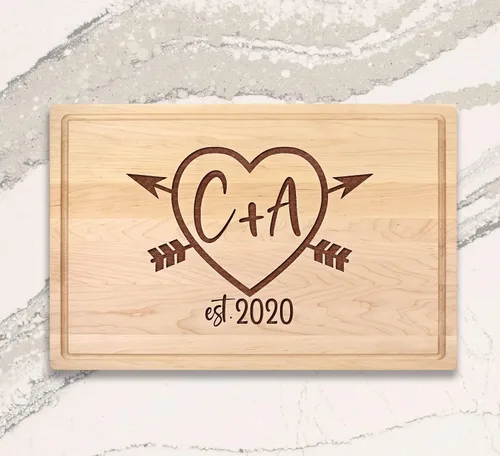 Vista 4 de Tabla de cortar grabada personalizada Mr Ms Tabla de cortar rectangular personalizada madera grabada