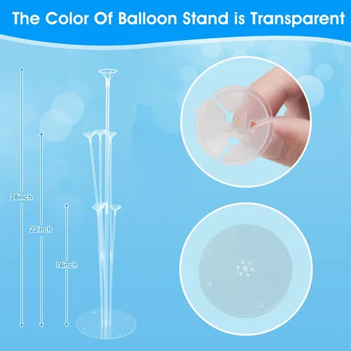 Vista 2 de Kit de soporte para globos, 4 juegos de soporte de arco de globos con base y palos para globos para mesa de Navidad, graduación, boda, cumpleaños
