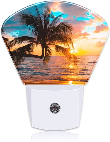 Vista 32 de Luz nocturna de amanecer sobre el mar, ondas y luz nocturna de sol enchufable a la pared con sensor de atardecer a amanecer para niños, niñas