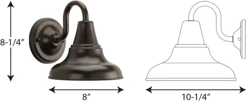 Vista 10 de Progress Lighting District LED Collection - Farol de pared mediana para exteriores, bronce envejecido, pantalla de metal blanco pintado, 1 luz