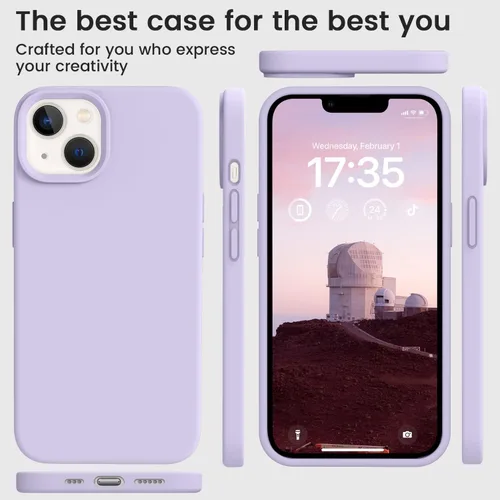 Vista 7 de Compatible con iPhone 13, funda de silicona para teléfono con forro de microfibra delgado a prueba de golpes, suave antiarañazos, 6.1 pulgadas