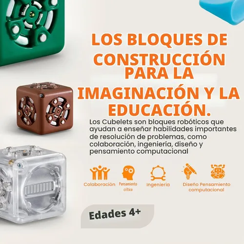 Vista 2 de CUBELETS Bloques de robot modulares de robótica con 11 cubos de robot, juego de curiosidad para kit de robótica en el hogar, kits STEM para niños