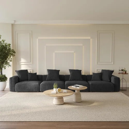 Vista 35 de WJShome Cloud Couch Sofá Seccional Modular, Sofá en Forma de L de 102 pulgadas con Otomana, Sofá de Pana Beige de 3 Asientos, Sofá Seccional