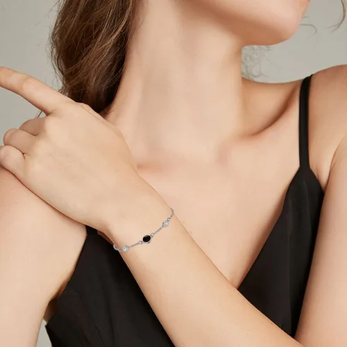 Vista 5 de Pulseras de plata de ley 925 con diseño floral de vidlotoluna de estrellaónixturquesapiedra lunarmalaquita, regalo de joyería floral para mujeres