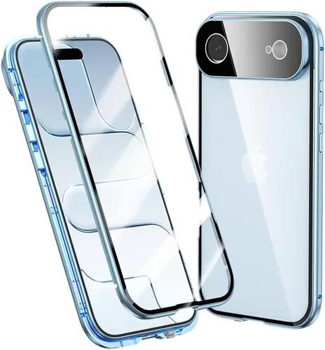 Vista 27 de Funda Henghui magnética con cierre compatible con iPhone 11, de vidrio, con protector de lente de cámara y protector de pantalla, cierre de Azul