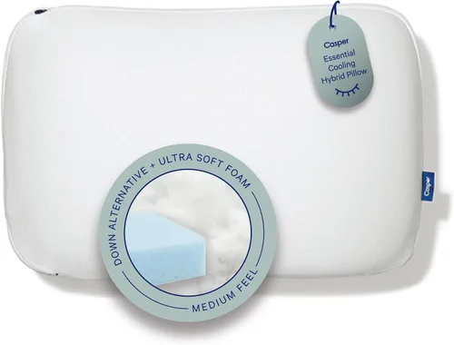 Vista 10 de Almohada de espuma viscoelástica de Casper Sleep Essential con enfriamiento, tamaño estándar – Espuma viscoelástica firme con cubierta