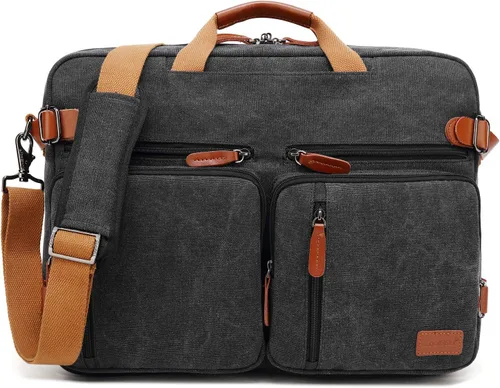 Vista 9 de CoolBELL Mochila convertible tipo mensajero, bolsa de hombro, funda para laptop, bolso de mano, maletín de negocios, mochila de viaje