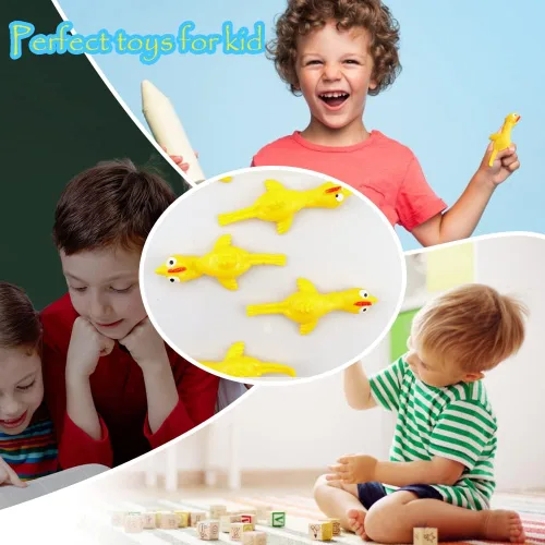 Vista 7 de TCOTBE Paquete de 10 pollos con tirachinas, pollo volador, divertido juego de Navidad, juego elástico para niños y niñas, recuerdo de fiesta
