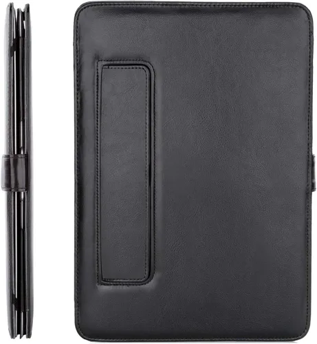 Vista 7 de Mosiso Funda para Laptop estilo libro de cuero sintético para MacBook Air de 13 pulgadas, Negro