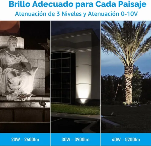 Vista 4 de LEONLITE - Luz de inundación LED de 5 CCT, 20 W/30 W/40 W, haz NEMA, del atardecer al amanecer