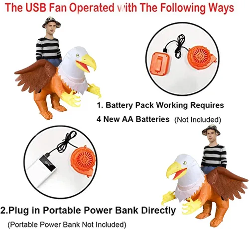 Vista 2 de FANQIDM Zone - Disfraz inflable de águila calva para adultos, divertidos disfraces de Halloween, cosplay, fiesta de disfraces de fantasía