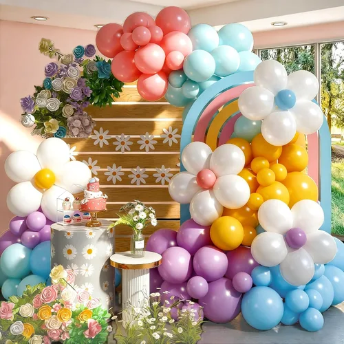 Vista 7 de Arco de globos de pata de perro, 105 piezas de guirnalda de globos con estampado de patas azules y naranjas, globos de papel de aluminio de hueso
