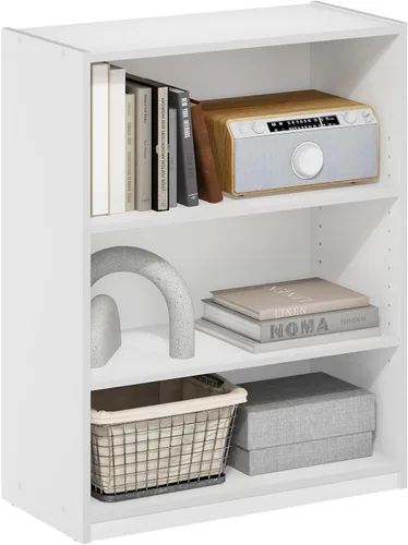 Vista 30 de Furinno Gruen - Estantería pequeña de 2 niveles, estantería con estante abierto y armario de almacenamiento de puertas, 9.3 x 21.8 x 27 pulgadas