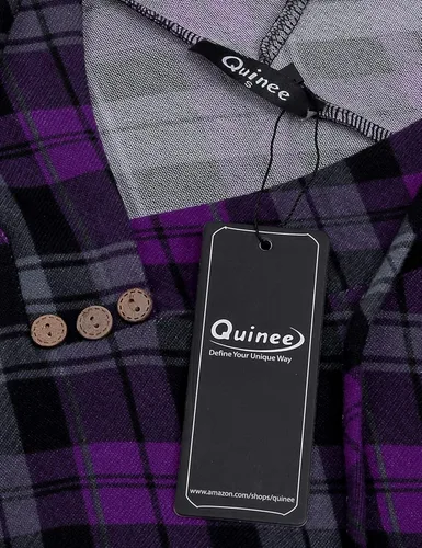Vista 6 de QUINEE sudadera con capucha para mujer de manga larga a cuadros, bloque