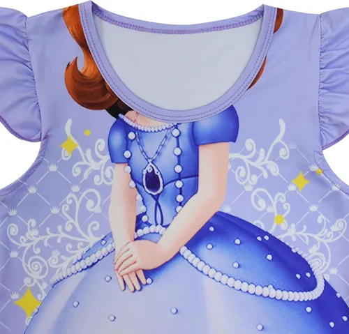 Vista 2 de AOVCLKID Disfraz de princesa para niñas, vestido casual con estampado de dibujos animados
