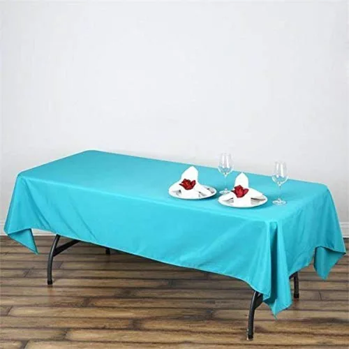 Vista 3 de Weddings Venue Shop Mantel rectangular de poliéster, 60 x 102 pulgadas, color turquesa, paquete de 1, TAB_60102_TURQ_POLY