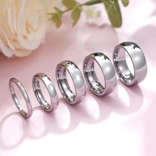 Vista 77 de King Will Alianza de boda de carburo de tungsteno para hombres y mujeres, anillos de promesa para parejas abovedados de alto pulido