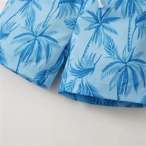 Vista 6 de ropa de niños de 2 a 4 años niños de manga corta dibujos animados hojas estampados camiseta tops pantalones cortos playa niño niños