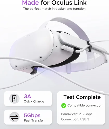 Vista 2 de WARRKY Cable de enlace de 16 pies Cable de 0.236in más grueso, transferencia más estable USB 3.1 de 5 Gbps, carga rápida de 3 A, compatible