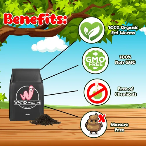 Vista 6 de Fundición de gusano orgánico para plantas de 8 onzas – Vermicast de gusanos rojos para compostaje – Enmiendas del suelo y tierra de jardinería