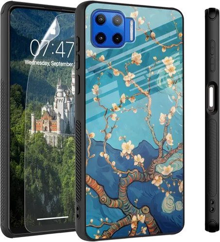 Vista 16 de Funda para Motorola Moto Edge 2022, cubierta trasera de vidrio templado con protector de pantalla, funda protectora a prueba de golpes para Motorola