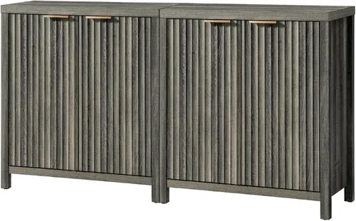 Vista 12 de OAKHAM HOME Oxford Storage Cabinet Fluted Sideboard Buffet with Adjustable Shelves Modern Accent Console Credenza for Hallway, Living Room, Entryway