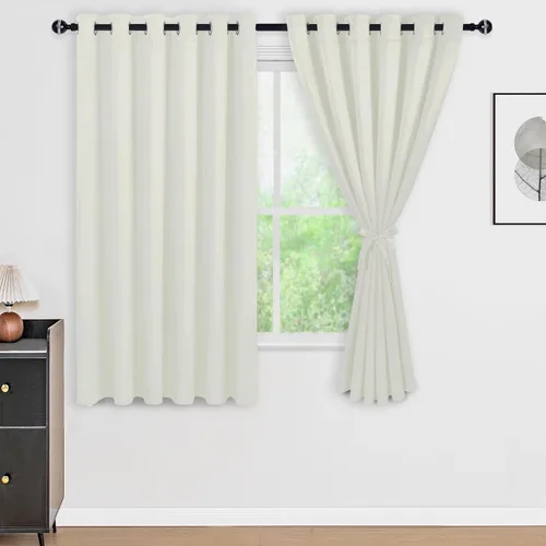 Vista 86 de DWCN - Cortinas 100% opacas para dormitorio con forro negro, cortinas de ventana de doble capa con aislamiento térmico que oscurecen toda la Azul