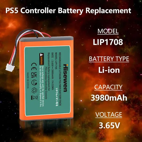 Vista 3 de Hisewen Reemplazo de batería del controlador PS5, batería 3980mAh LIP1708 PS5 para Sony Playstation 5 PS5 DualSense CFI-ZCT1W controlador inalámbrico