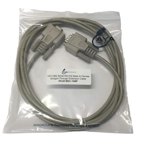 Vista 2 de AYA - Cable de extensión recto DB9 Serial RS-232 macho a hembra de 10 pies (10 pies)